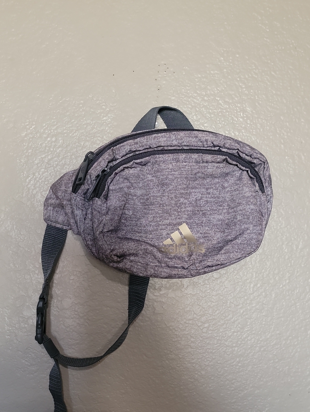 adidas Heather Gray Men's Waist Pack with Metallic Logo
